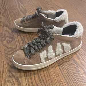P448 Brown Suede Shearling Sneakers Size 38